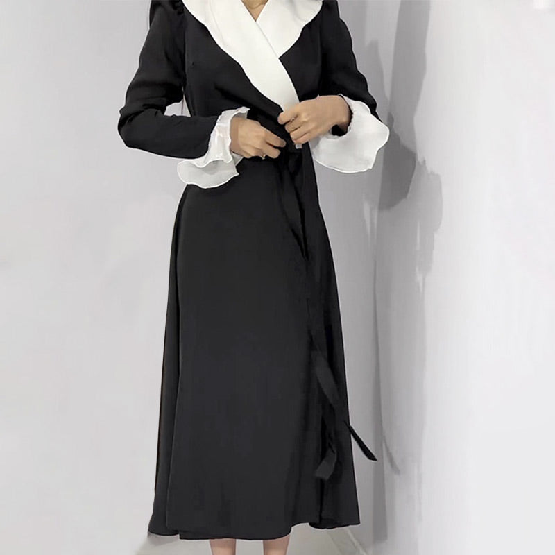 🔥HOT Sale🔥Fashion Tie Waist Dress with Ruffled Sleeves（50% OFF）
