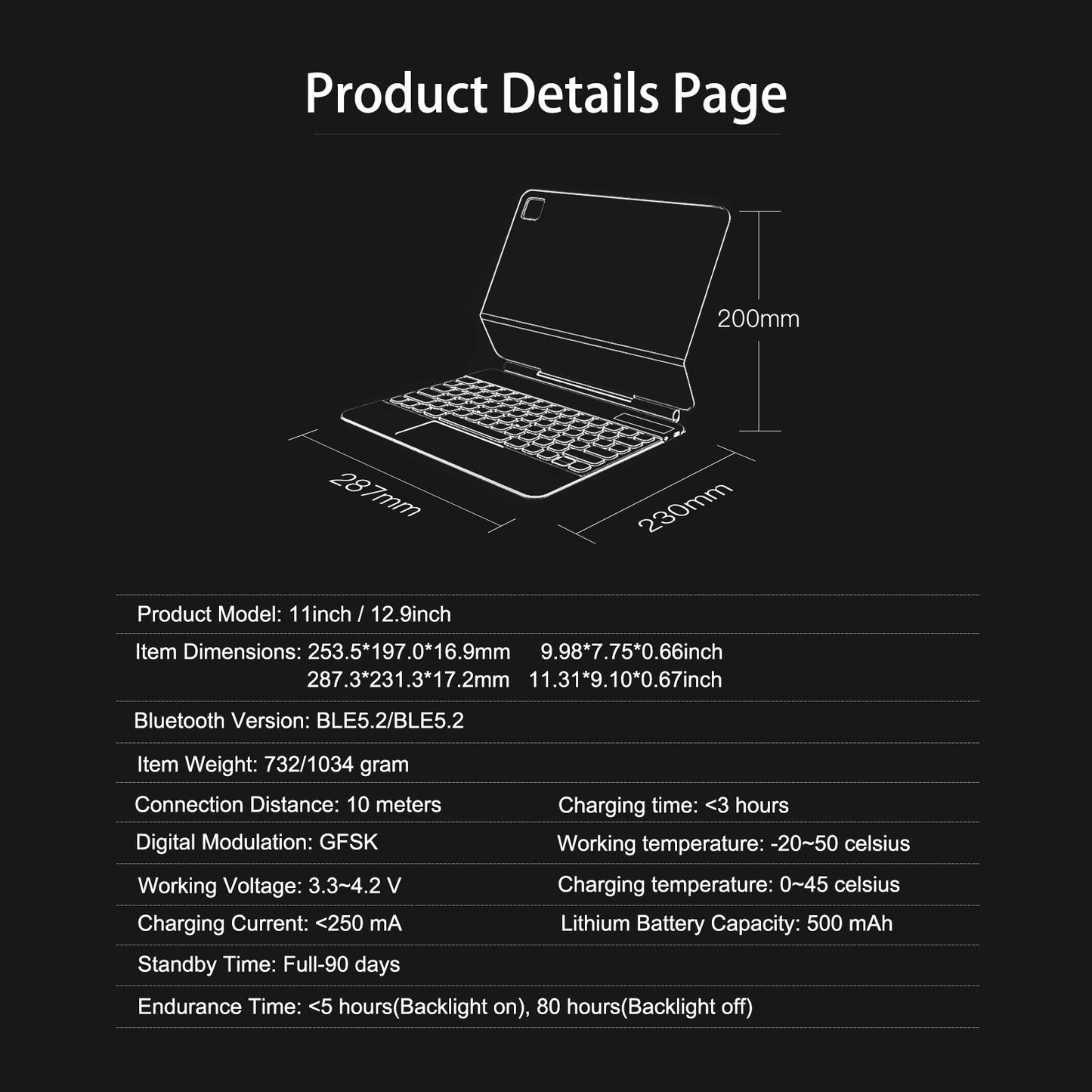 Magnetic Keyboard Case for iPad