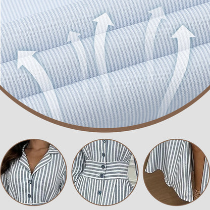 🌟Exclusive 66% OFF👗Fashion Striped Button-Down Long Shirt Dress