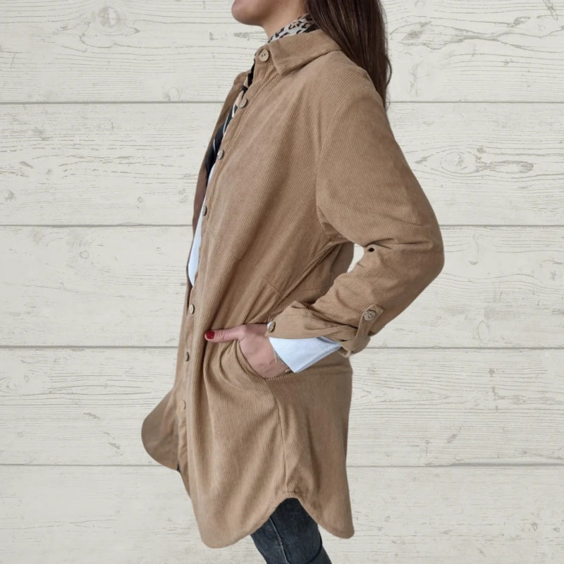 🔥Hot Sale🔥Women's Lapel Soft Long-Sleeve Button Down Coat