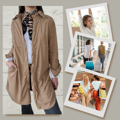 🔥Hot Sale🔥Women's Lapel Soft Long-Sleeve Button Down Coat
