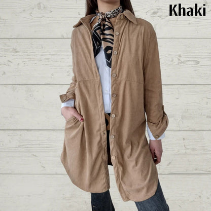 🔥Hot Sale🔥Women's Lapel Soft Long-Sleeve Button Down Coat
