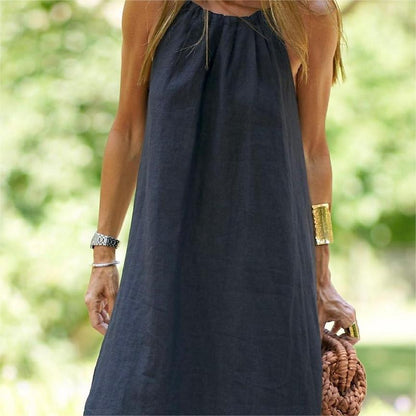🌸Limit Time 84% OFF 💕Solid Color Loose Breathable Halter Dress