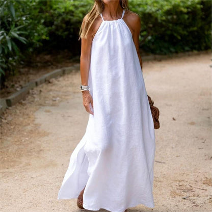 🌸Limit Time 84% OFF 💕Solid Color Loose Breathable Halter Dress