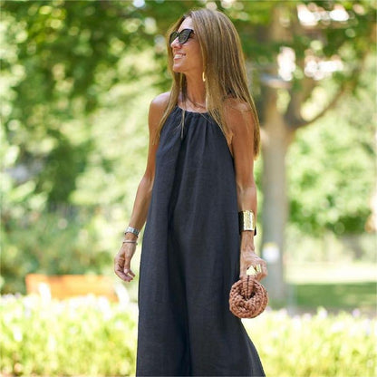 🌸Limit Time 84% OFF 💕Solid Color Loose Breathable Halter Dress