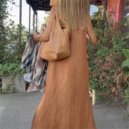 🌸Limit Time 84% OFF 💕Solid Color Loose Breathable Halter Dress