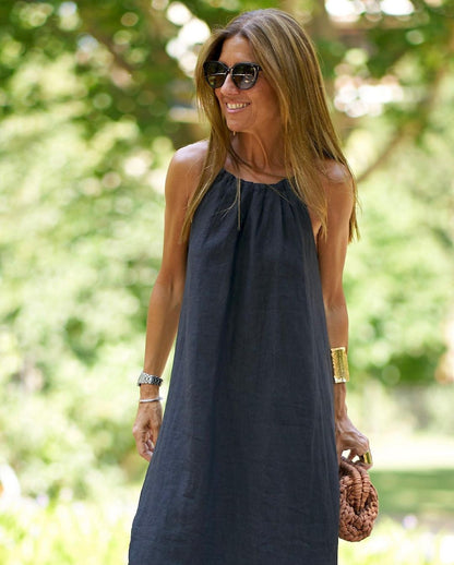 🌸Limit Time 84% OFF 💕Solid Color Loose Breathable Halter Dress