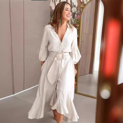 🌸Limit Time 66% OFF 💕Women's V-Neck Waisted Dress with Irregular Hem
