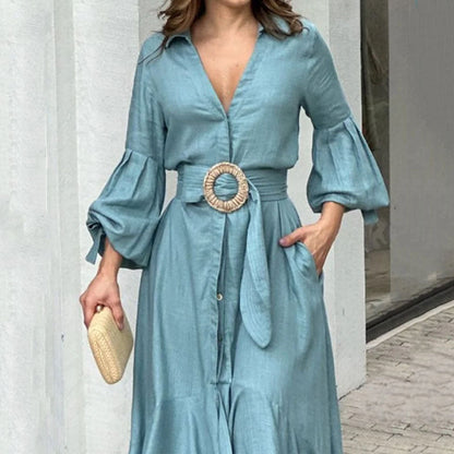 🌸Limit Time 66% OFF 💕Women's V-Neck Waisted Dress with Irregular Hem