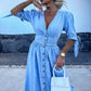 💕Free Shipping🌷Women's V-Neck Button Down Denim Dress