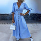💕Free Shipping🌷Women's V-Neck Button Down Denim Dress