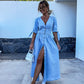 💕Free Shipping🌷Women's V-Neck Button Down Denim Dress
