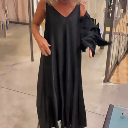 ✨New Arrival✨Solid Round-Neck Top Slip Dress 2-Piece Set