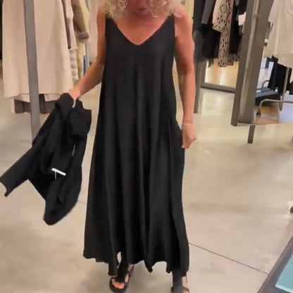 ✨New Arrival✨Solid Round-Neck Top Slip Dress 2-Piece Set