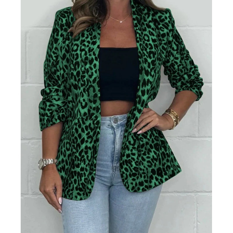 🌷Limited Time 60% OFF💞Women's Leopard Print Long Sleeve Blazer