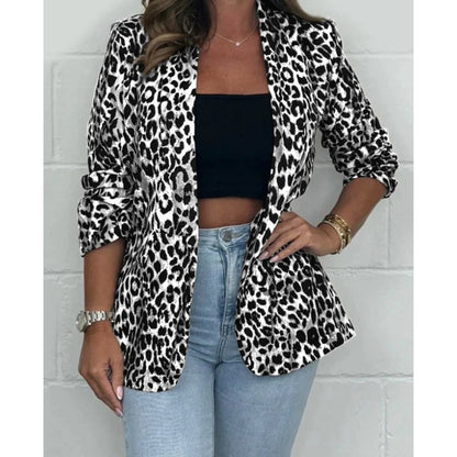 🌷Limited Time 60% OFF💞Women's Leopard Print Long Sleeve Blazer