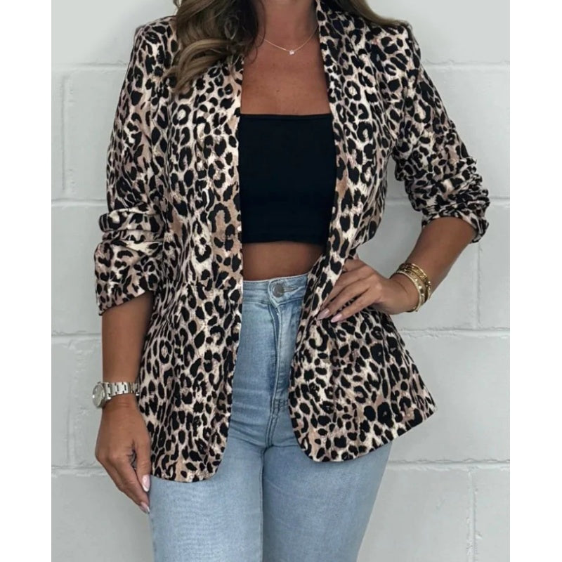 🌷Limited Time 60% OFF💞Women's Leopard Print Long Sleeve Blazer