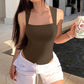 ✨New Arrival🩱Sexy Square Neck Sleeveless Tummy Control Tank Tops Bodysuits