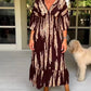 🌷Limited time offer 47% OFF🎁Casual Print V-Neck Waist Wrap Long Dress