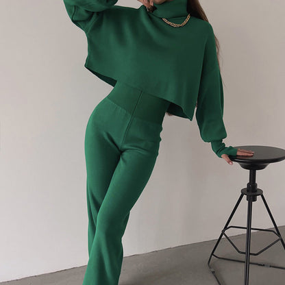 🌷Limited Time 50% OFF💞Women's Long-sleeve High Neck Crop Top and Pants Set