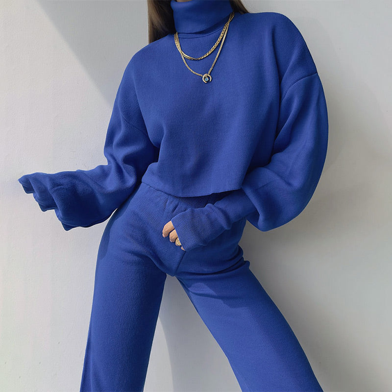 🌷Limited Time 50% OFF💞Women's Long-sleeve High Neck Crop Top and Pants Set