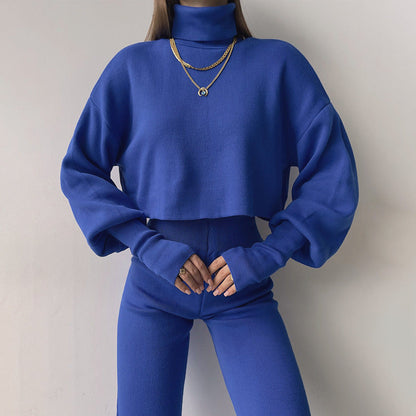🌷Limited Time 50% OFF💞Women's Long-sleeve High Neck Crop Top and Pants Set