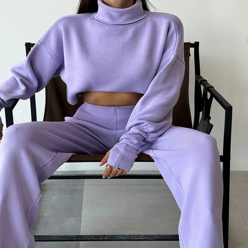 🌷Limited Time 50% OFF💞Women's Long-sleeve High Neck Crop Top and Pants Set