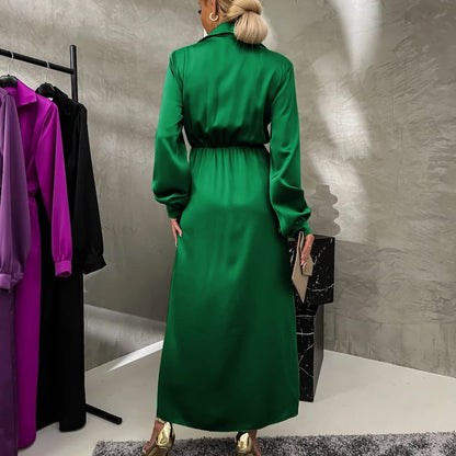🌷Limited Time 51% OFF💞Women’s Trendy Long Sleeve Tie Waist Side Slit Dress