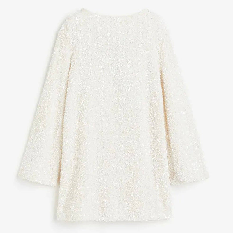 🎁Gift Choice - Long Sleeve Loose Sequined Tie-back Dress