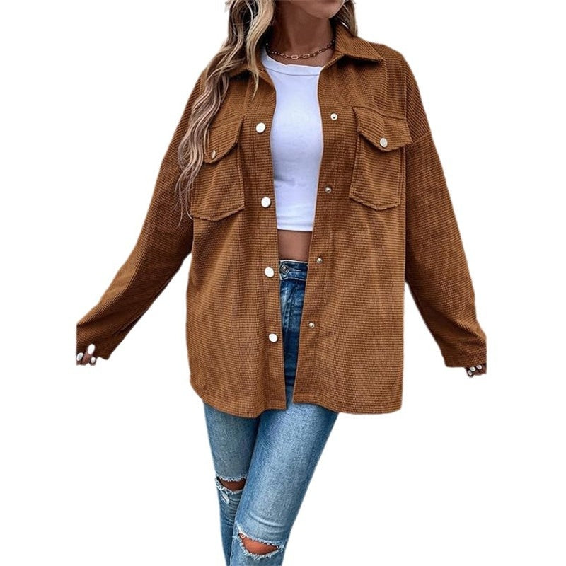 ✨New Arrival✨Women's Waffle Knit Button down Shirt Jacket