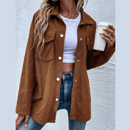✨New Arrival✨Women's Waffle Knit Button down Shirt Jacket