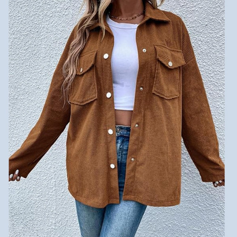 ✨New Arrival✨Women's Waffle Knit Button down Shirt Jacket