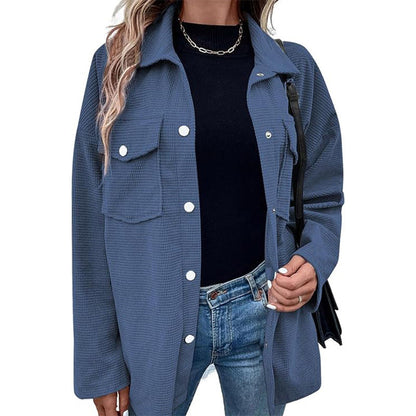 ✨New Arrival✨Women's Waffle Knit Button down Shirt Jacket
