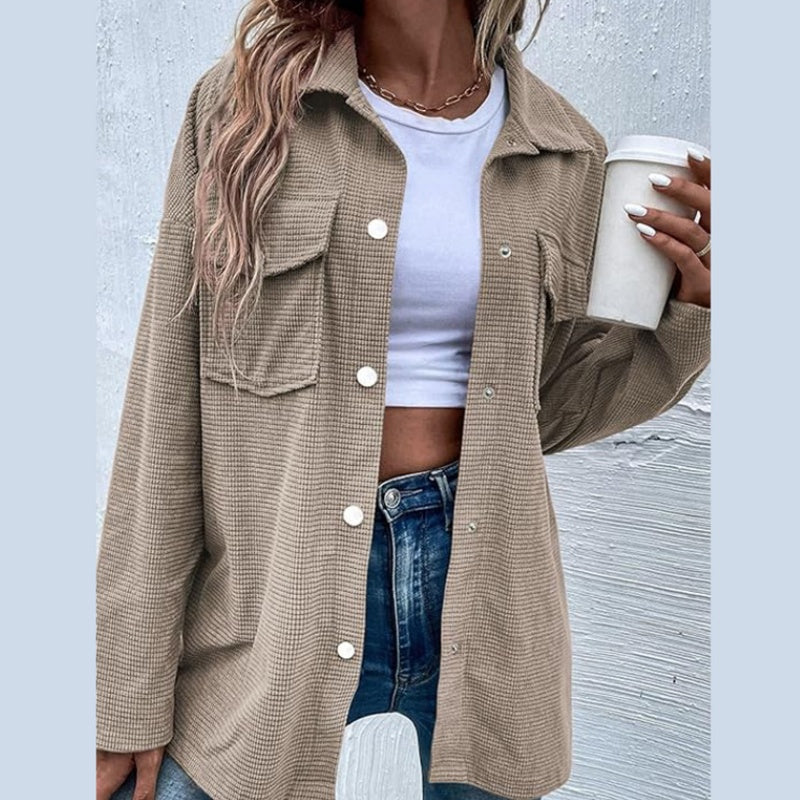 ✨New Arrival✨Women's Waffle Knit Button down Shirt Jacket