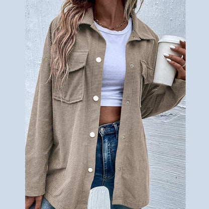 ✨New Arrival✨Women's Waffle Knit Button down Shirt Jacket