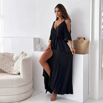🔥2024 HOT SALE🔥 Women’s Elegant Sexy V Neck Side Slit Dress