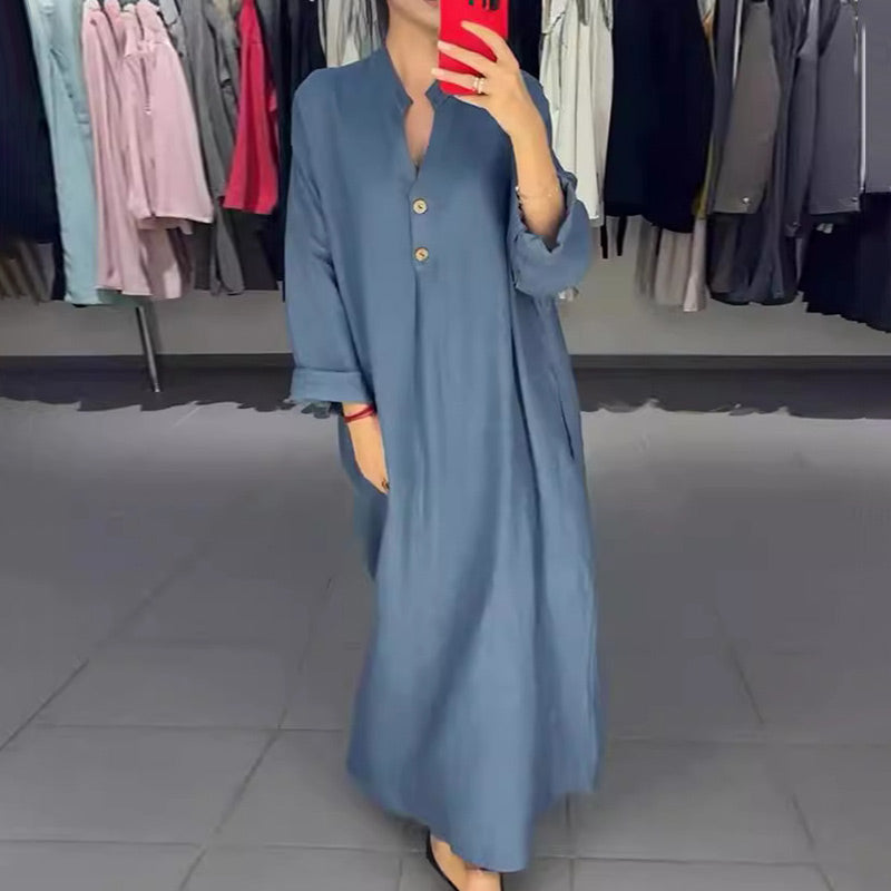 🌷Limited Time 51% OFF💞Women's Loose Fit Maxi Shirt Dress with Pockets