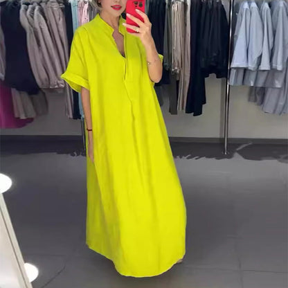 🌷Limited Time 51% OFF💞Women's Loose Fit Maxi Shirt Dress with Pockets