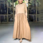 💞Elegant Solid Color Round Neck A-line Pleated Dress