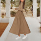 💞Elegant Solid Color Round Neck A-line Pleated Dress