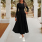 💞Elegant Solid Color Round Neck A-line Pleated Dress