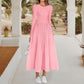 💞Elegant Solid Color Round Neck A-line Pleated Dress