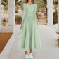 💞Elegant Solid Color Round Neck A-line Pleated Dress