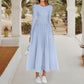 💞Elegant Solid Color Round Neck A-line Pleated Dress