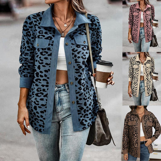 🔥Get 50% Off Today🔥Women's Leopard Print Button Long-sleeve Jacket