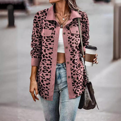 🔥Get 50% Off Today🔥Women's Leopard Print Button Long-sleeve Jacket