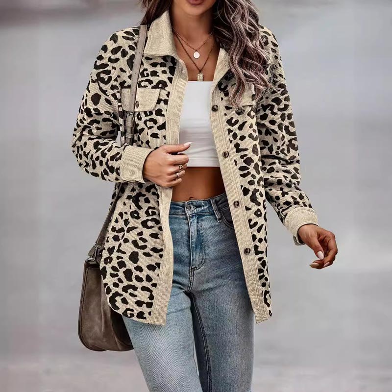 🔥Get 50% Off Today🔥Women's Leopard Print Button Long-sleeve Jacket