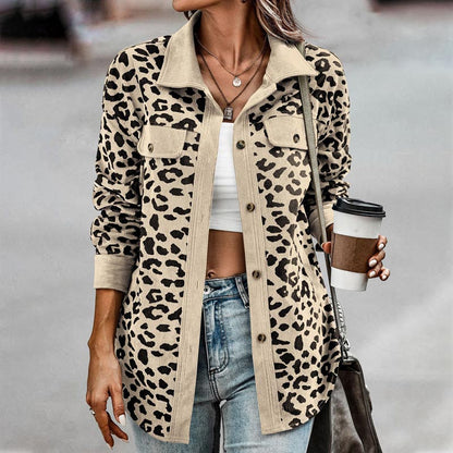 🔥Get 50% Off Today🔥Women's Leopard Print Button Long-sleeve Jacket