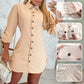 💥Limited time 56% off🔥Women's Lapel Button-Down Side Drawstring Shirt Dress