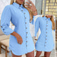 💥Limited time 56% off🔥Women's Lapel Button-Down Side Drawstring Shirt Dress